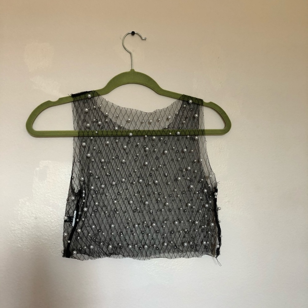 Mermaid Pearl Embellished Crop Top
